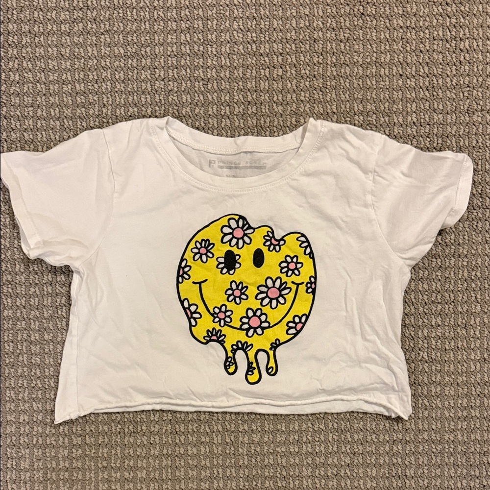 Prince Peter Collection White Tee with Yellow Floral Smiley